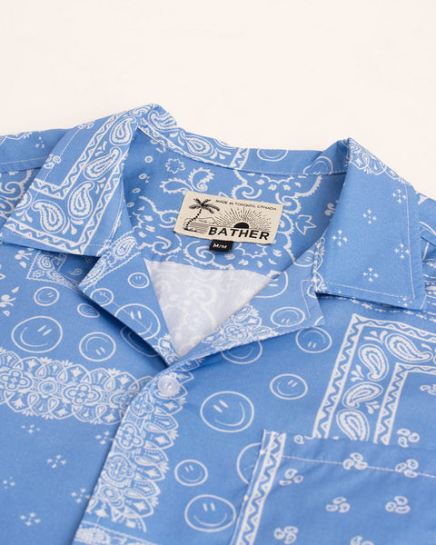 Bather Camp-Collar bandana-print Cotton Shirt - Men - Blue Casual Shirts - XL