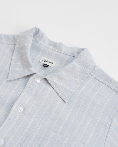 Bather - Sky Hemp Stripe LS Leisure Shirt