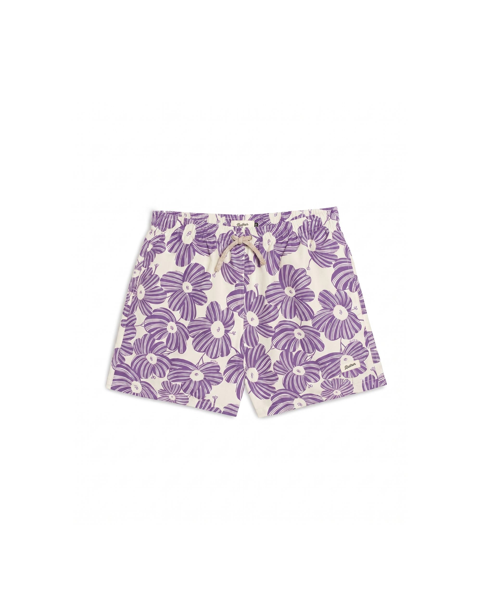Floral patterned shorts on a white background