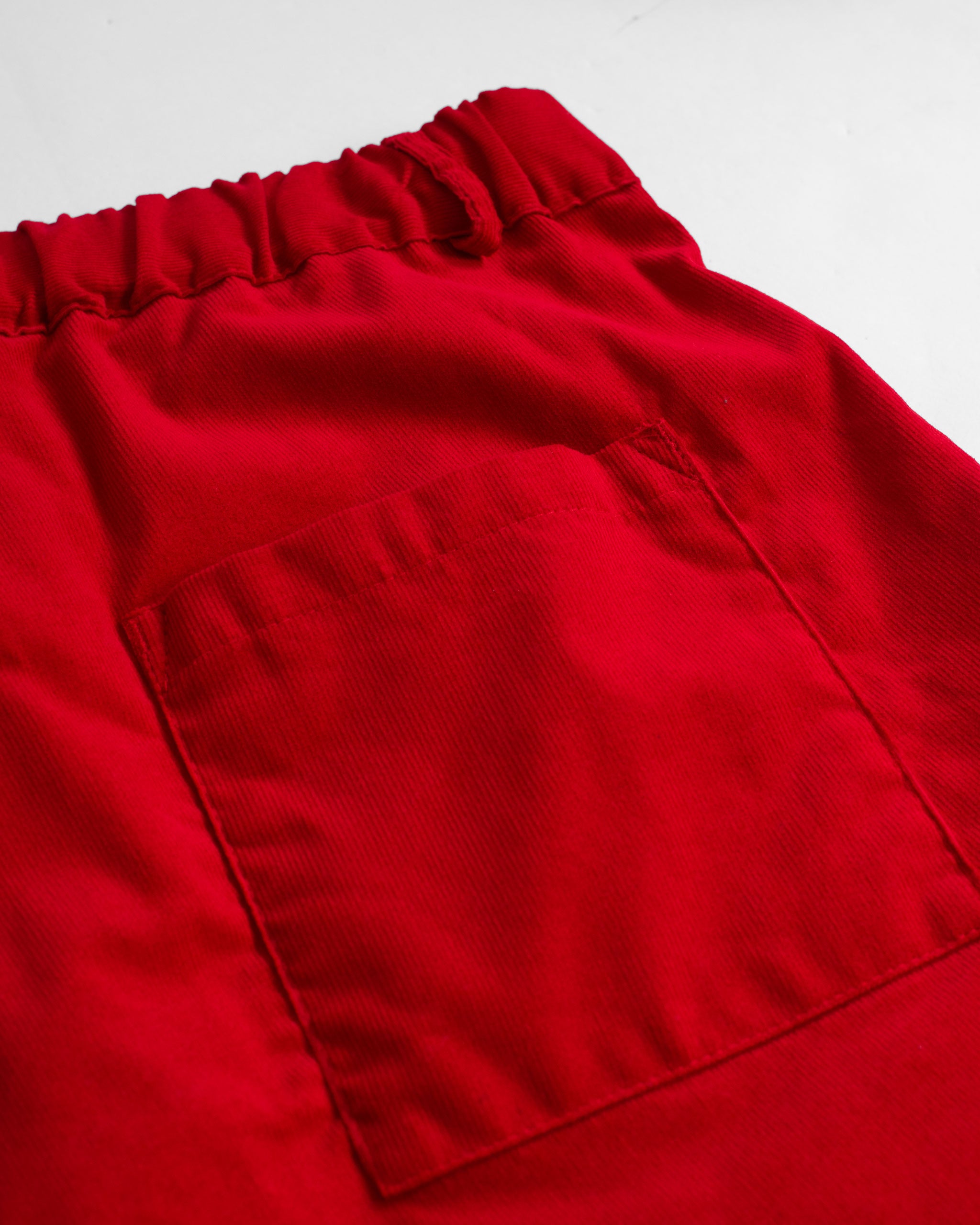 Back pocket shot of Bather men's Solid Red Corduroy Leisure Shorts