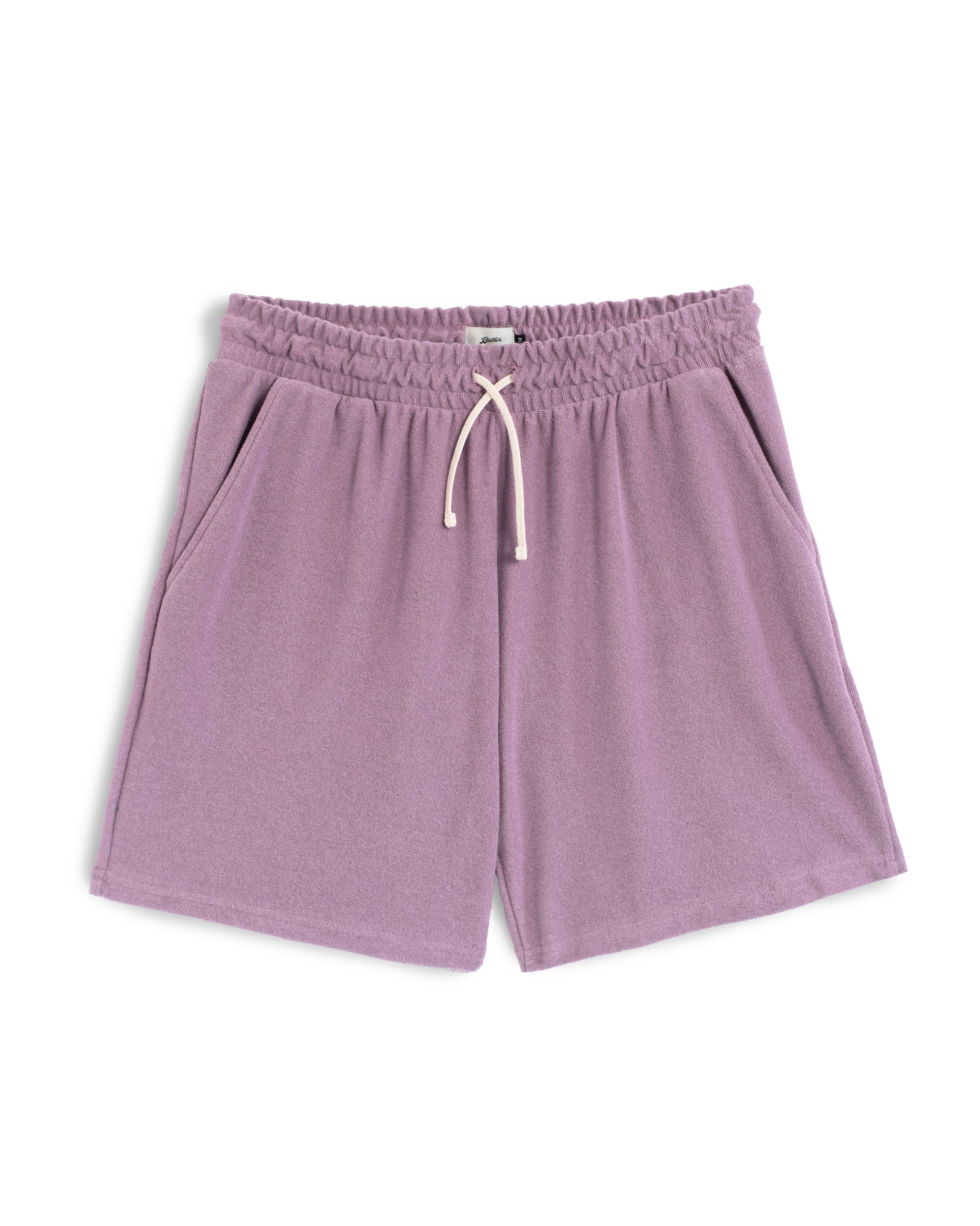 Bather men's Purple Heather Terry Cotton Sweat Shorts with drawstring on white background