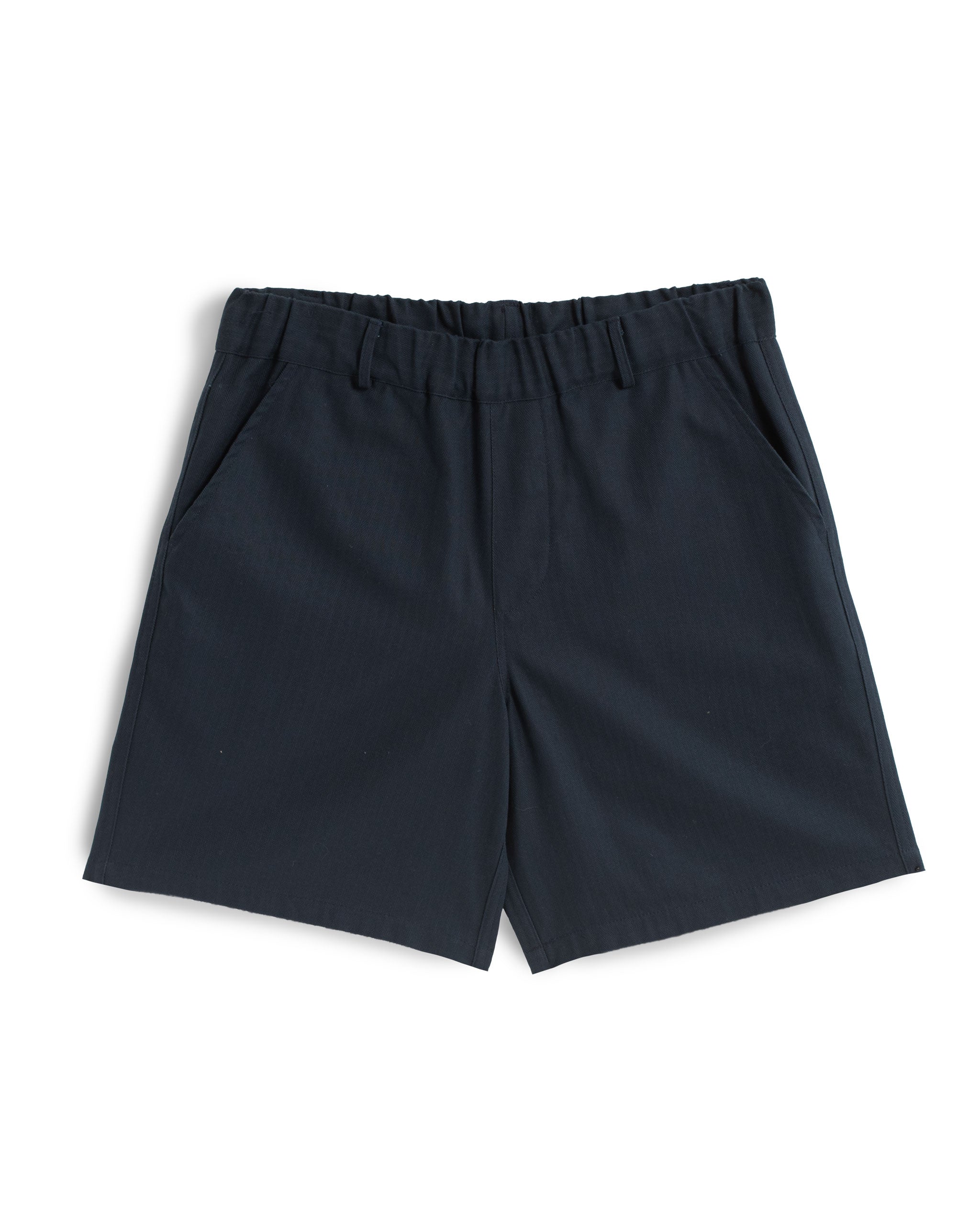 Bather men's solid navy herringbone shorts on a white background