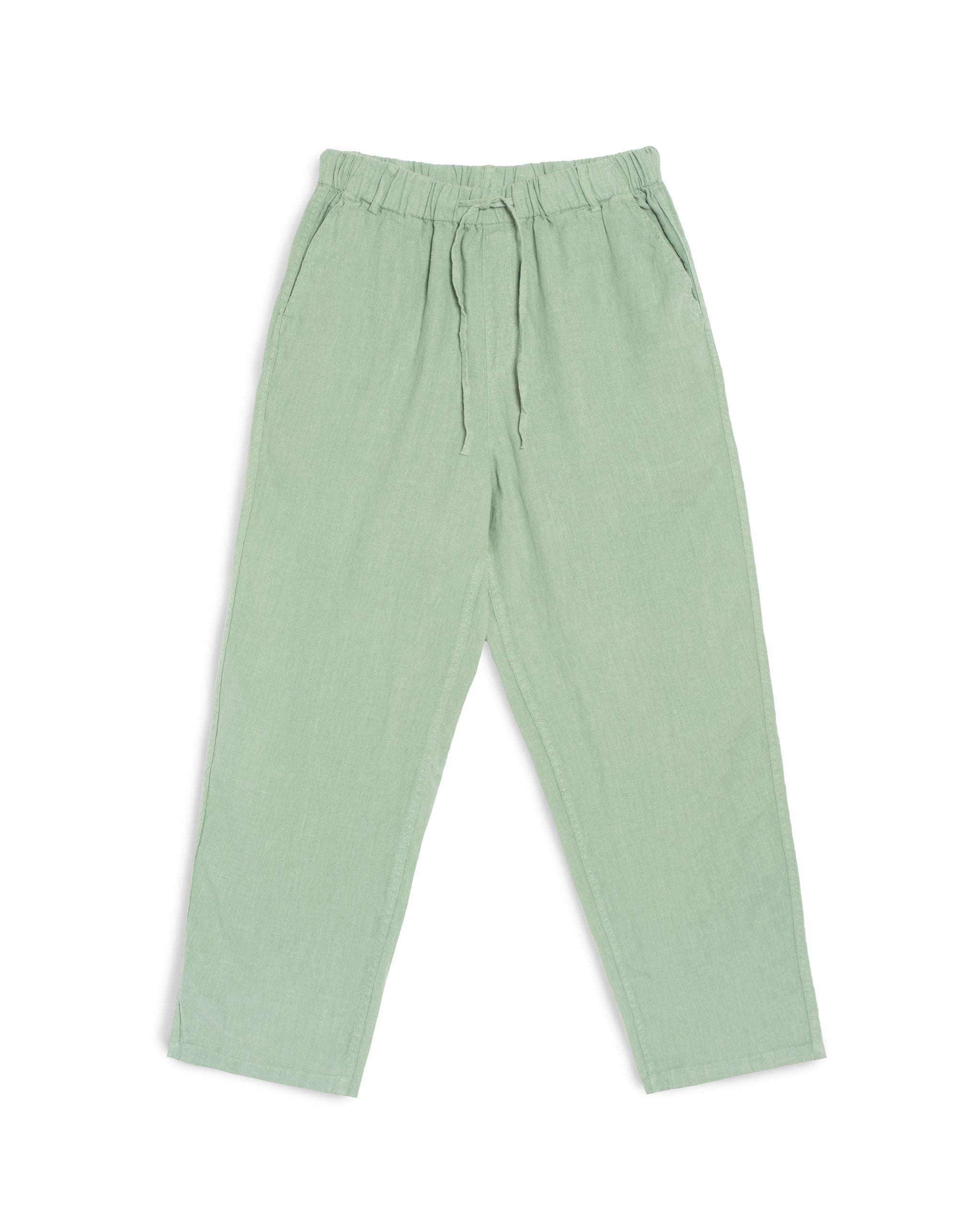 Bather men's light green linen drawstring pants on a white background