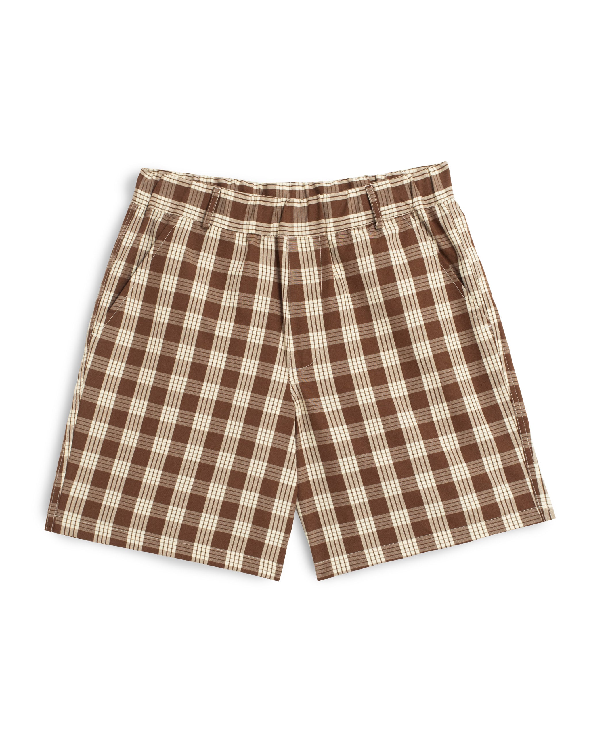 Bather men's brown check shorts on a white background