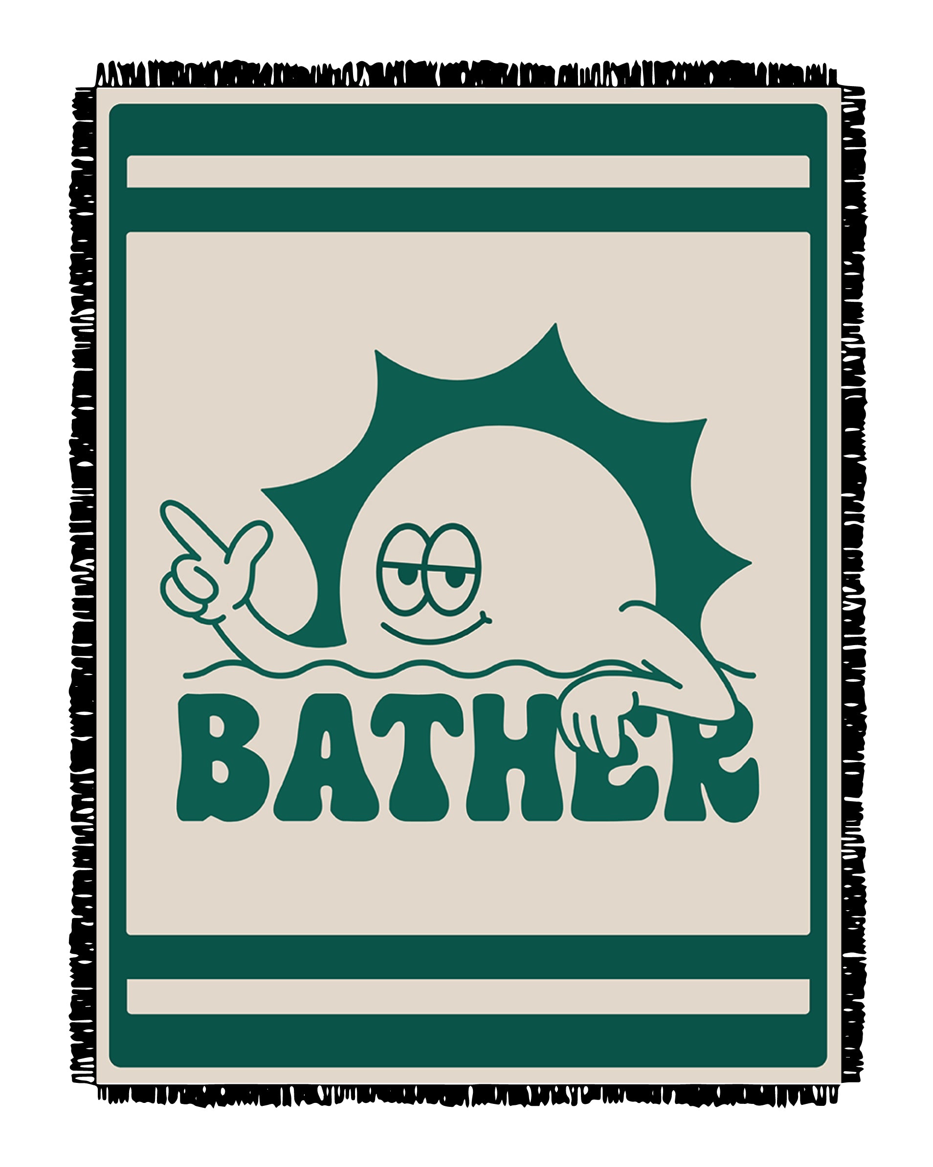 Green and White Sunshine Graphic Cotton Throw Blanket 