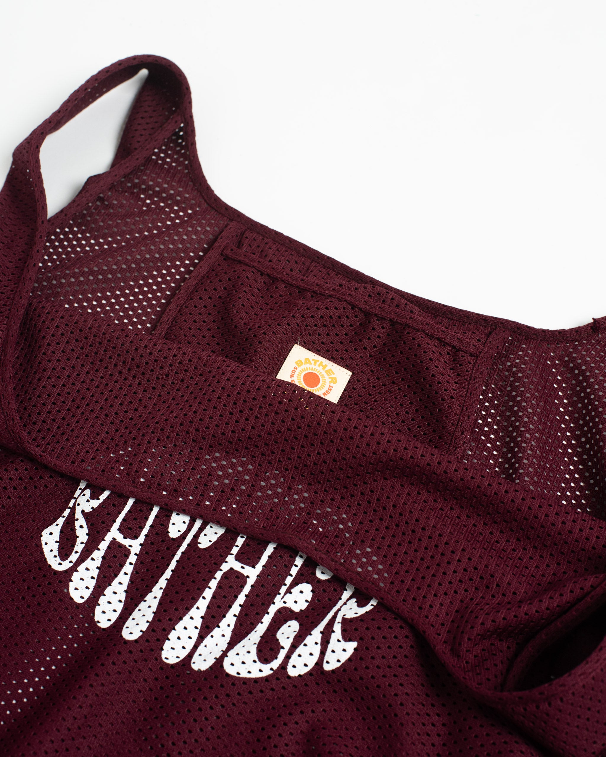 Red mesh bather tote bag with logo 