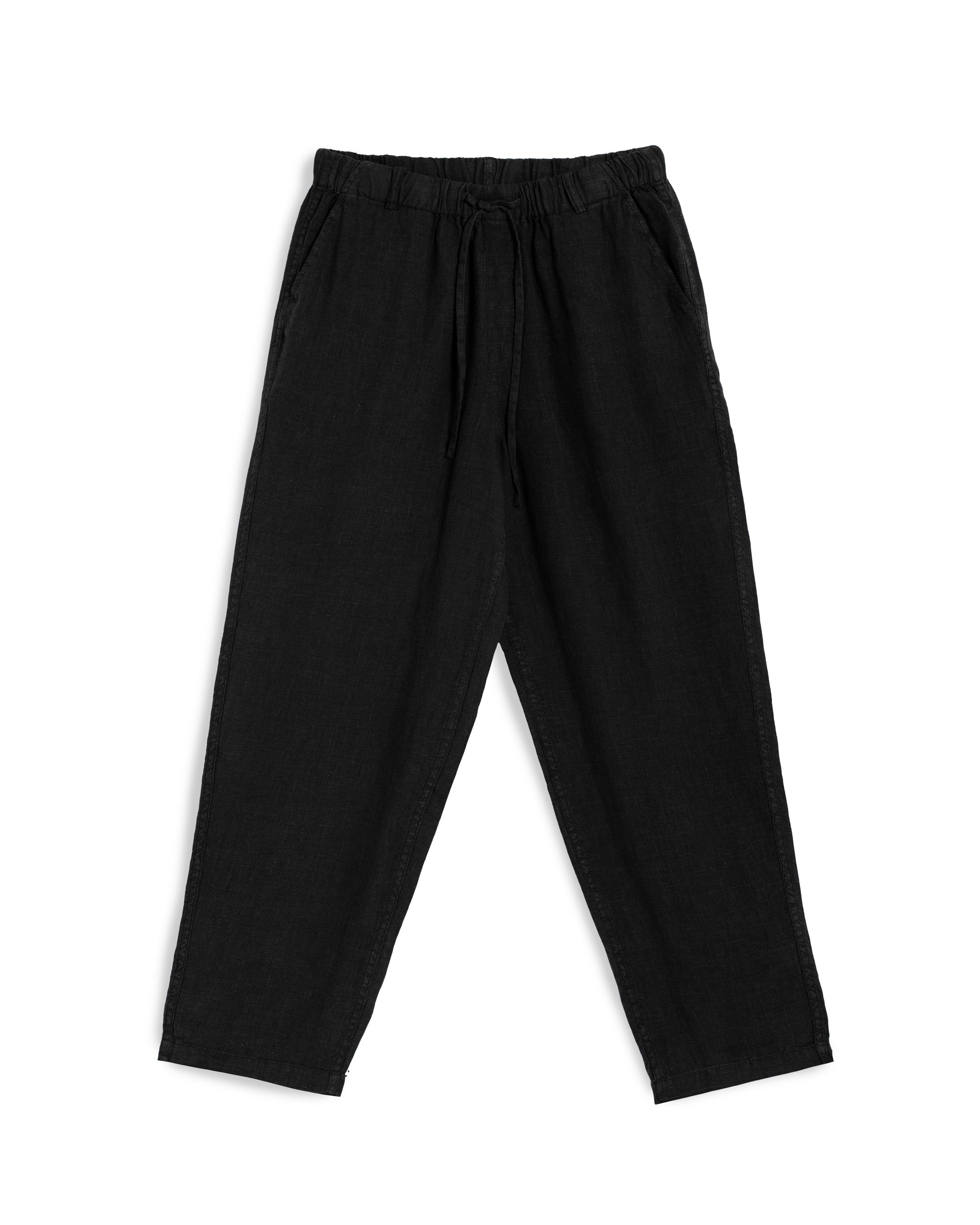 Bather men's black linen pant with drawstring