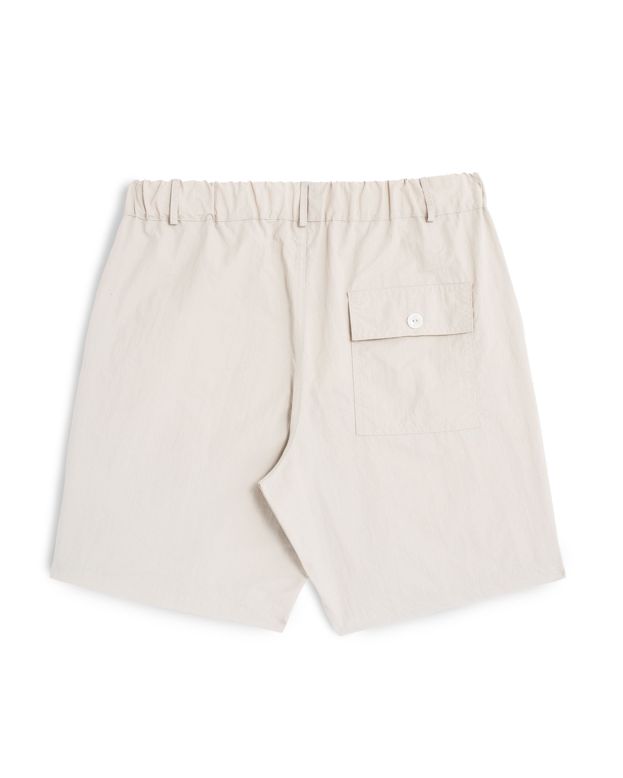 back shot of Cream utility shorts in Ripstop nylon fabric