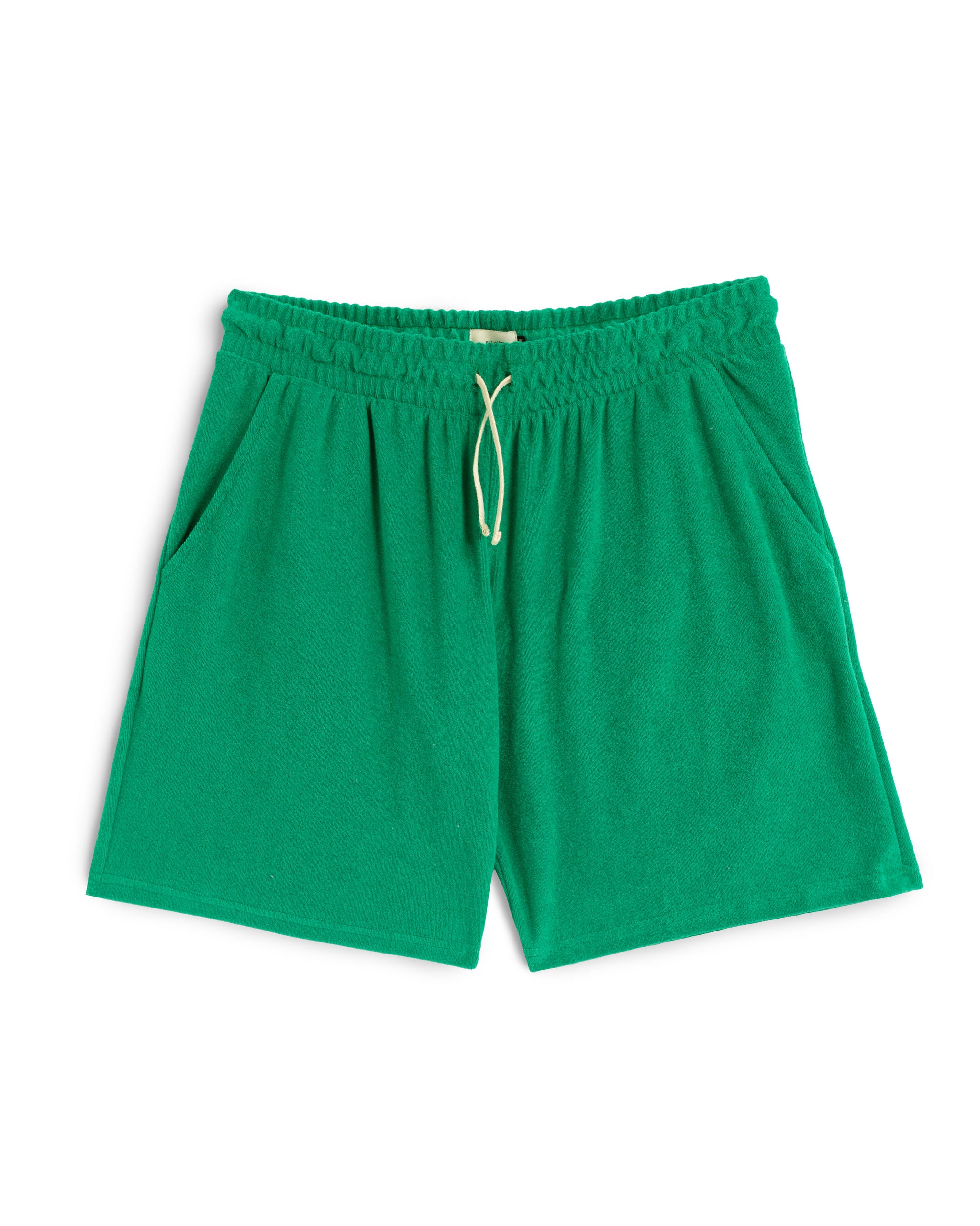 Bather Men's Solid Green Towel Terry Cotton Sweat Shorts