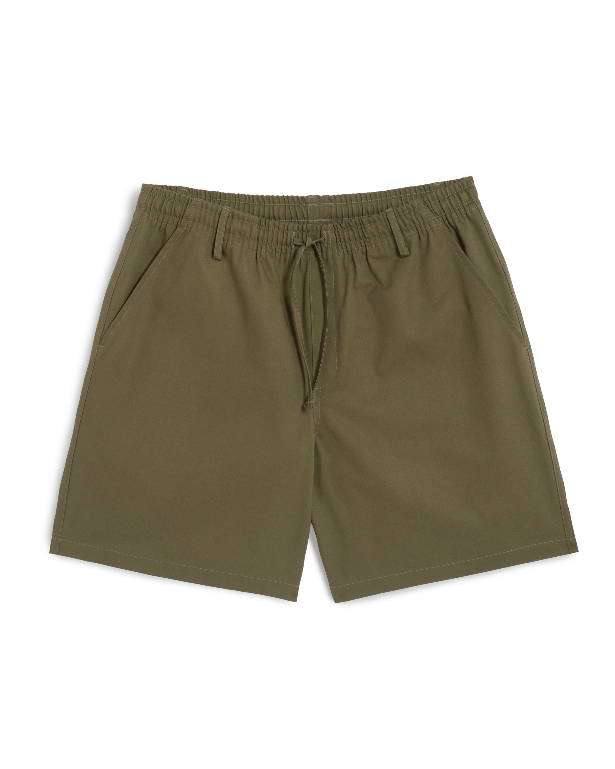 Olive green herringbone drawstring shorts