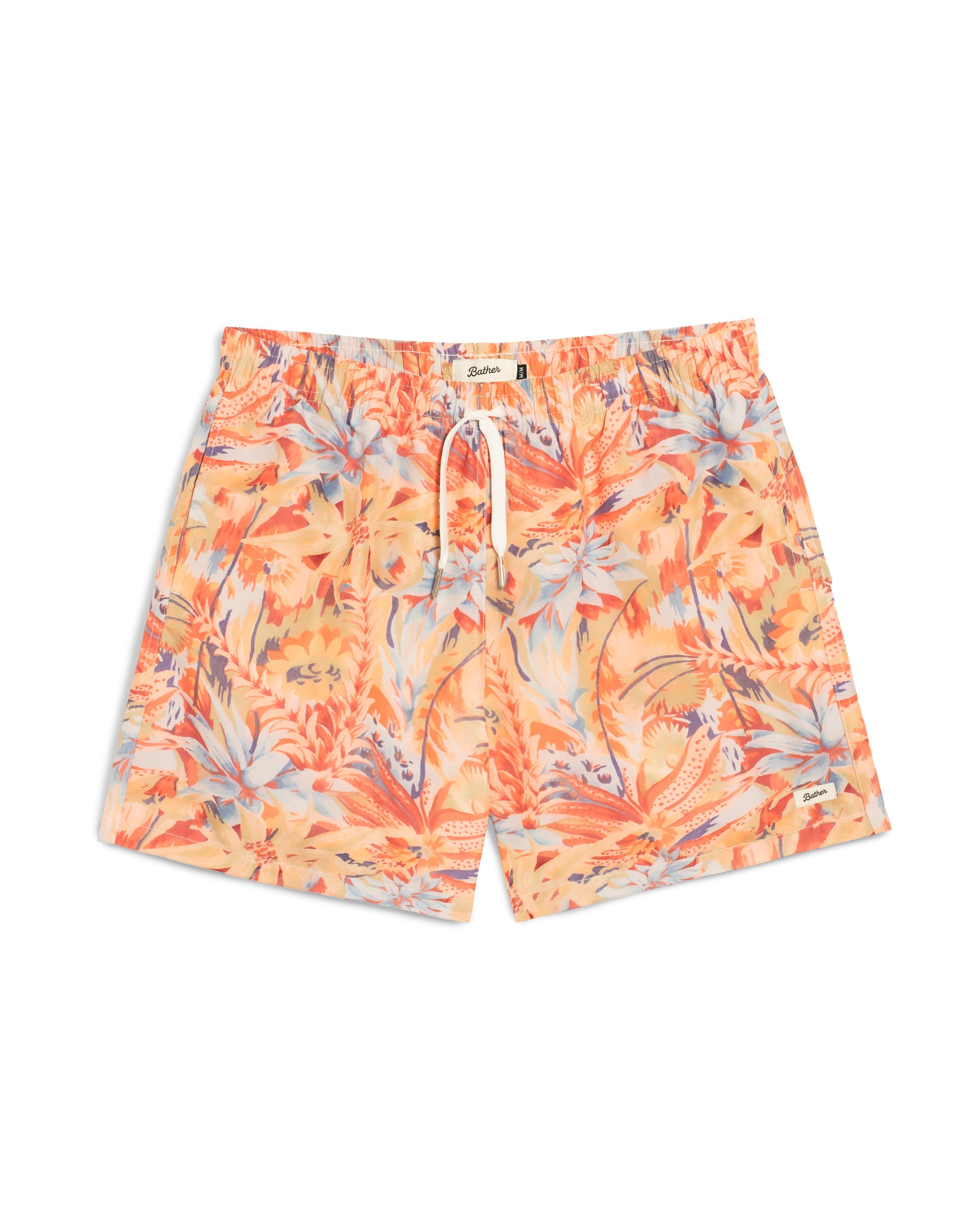 Floral patterned shorts on a white background