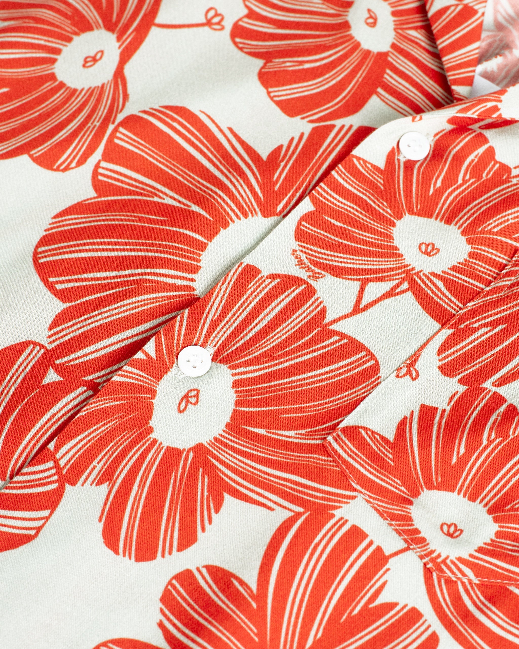 Red floral pattern on a white background