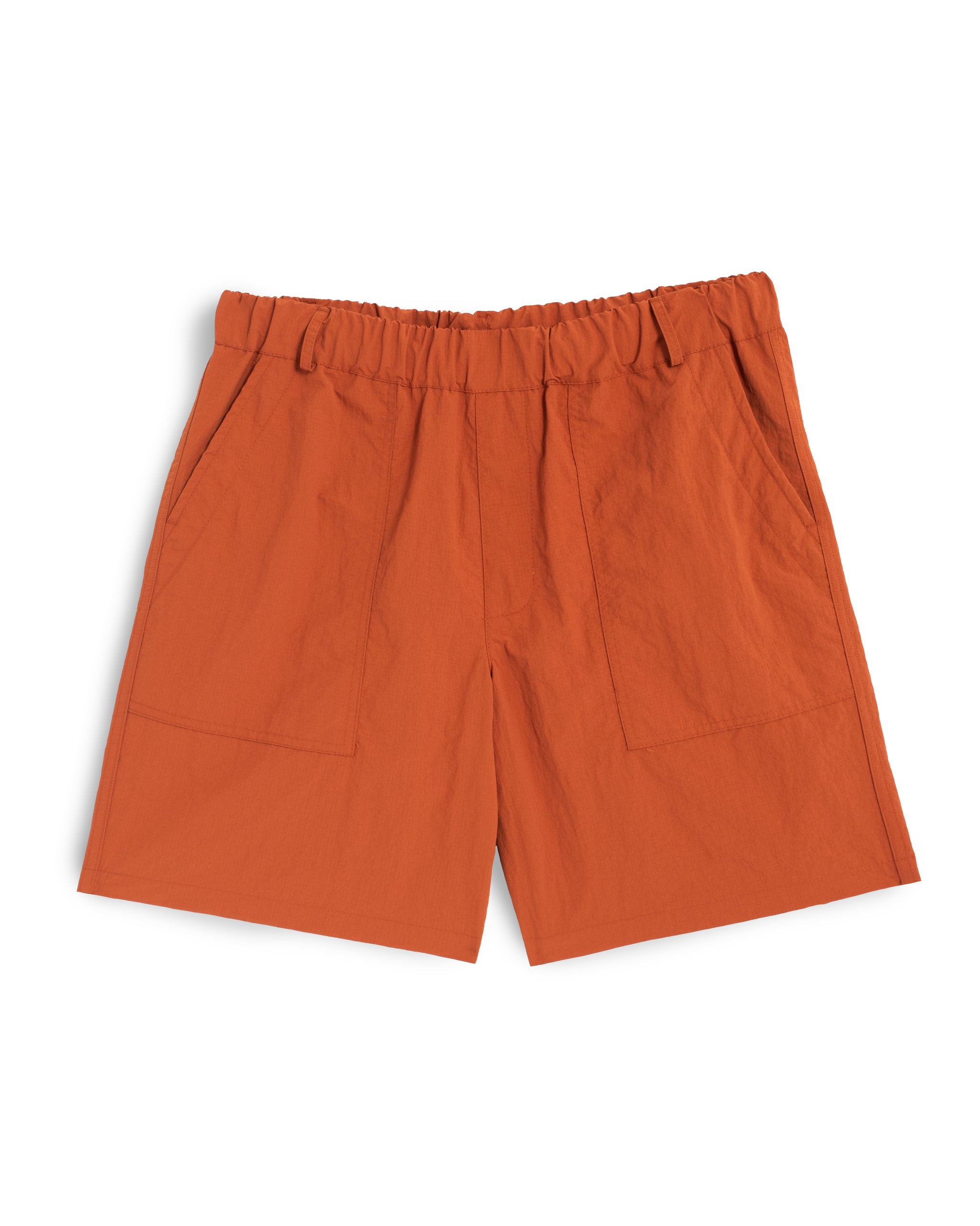 Bather men's solid orange nylon utility shorts with elasticized waist on a white background