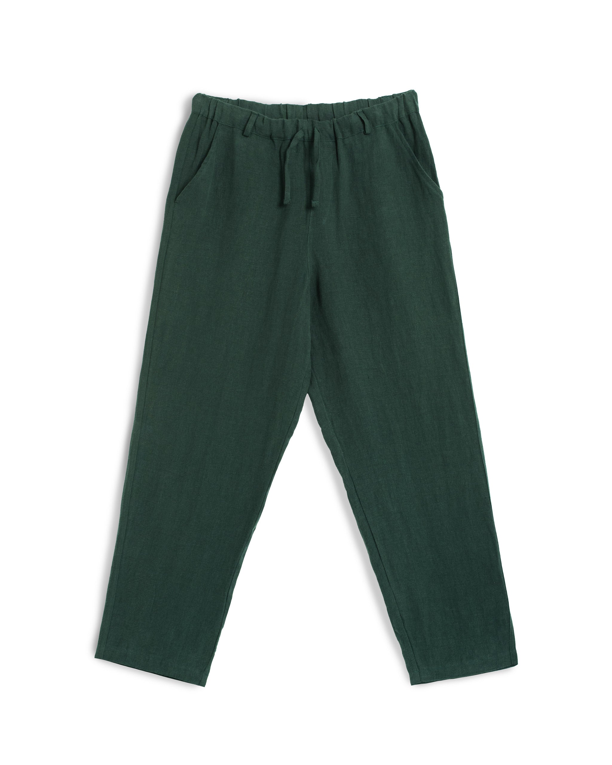 Bather men's forest green linen drawstring pants