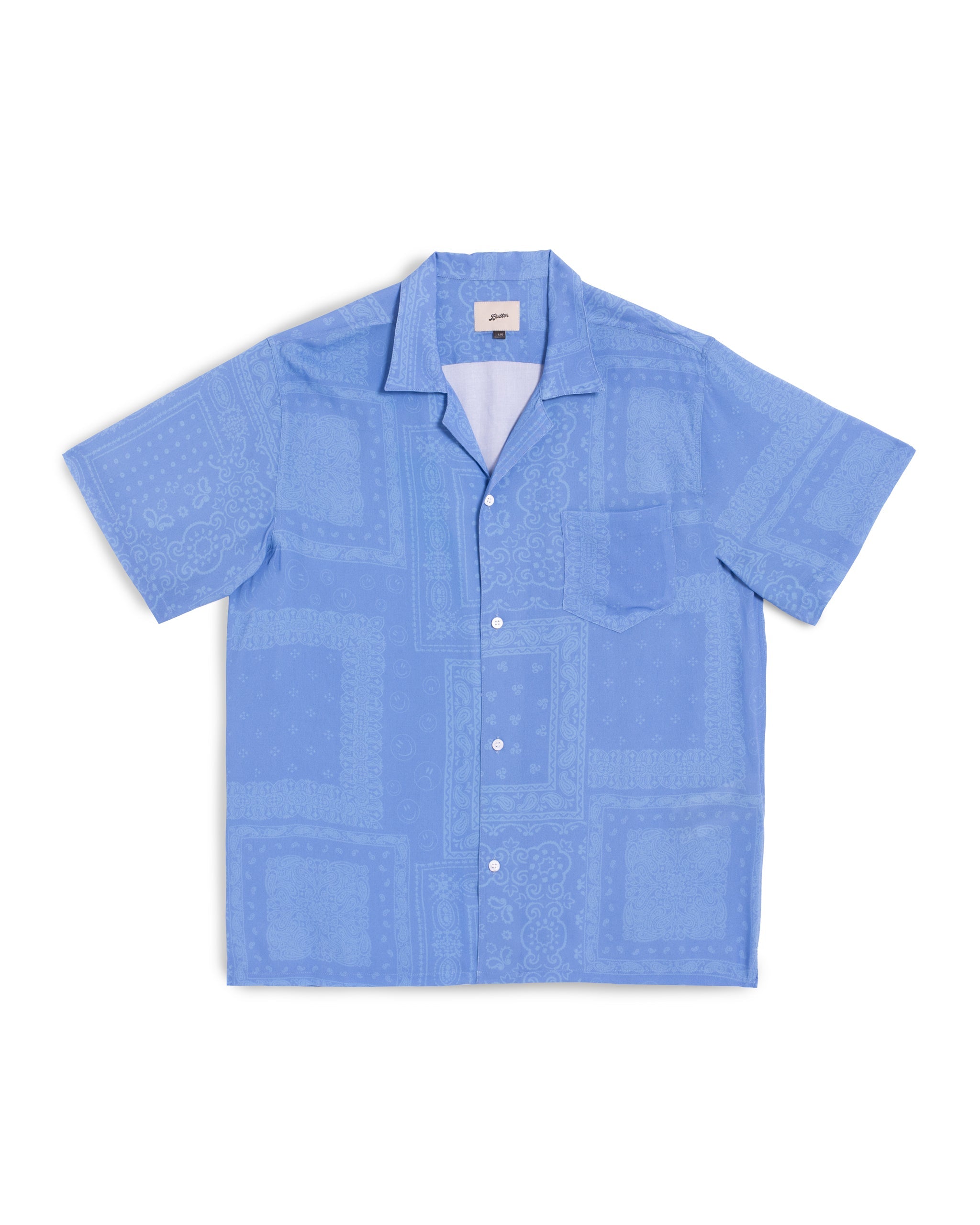 Bather Cornflower Tonal Bandana Camp Shirt in Blue