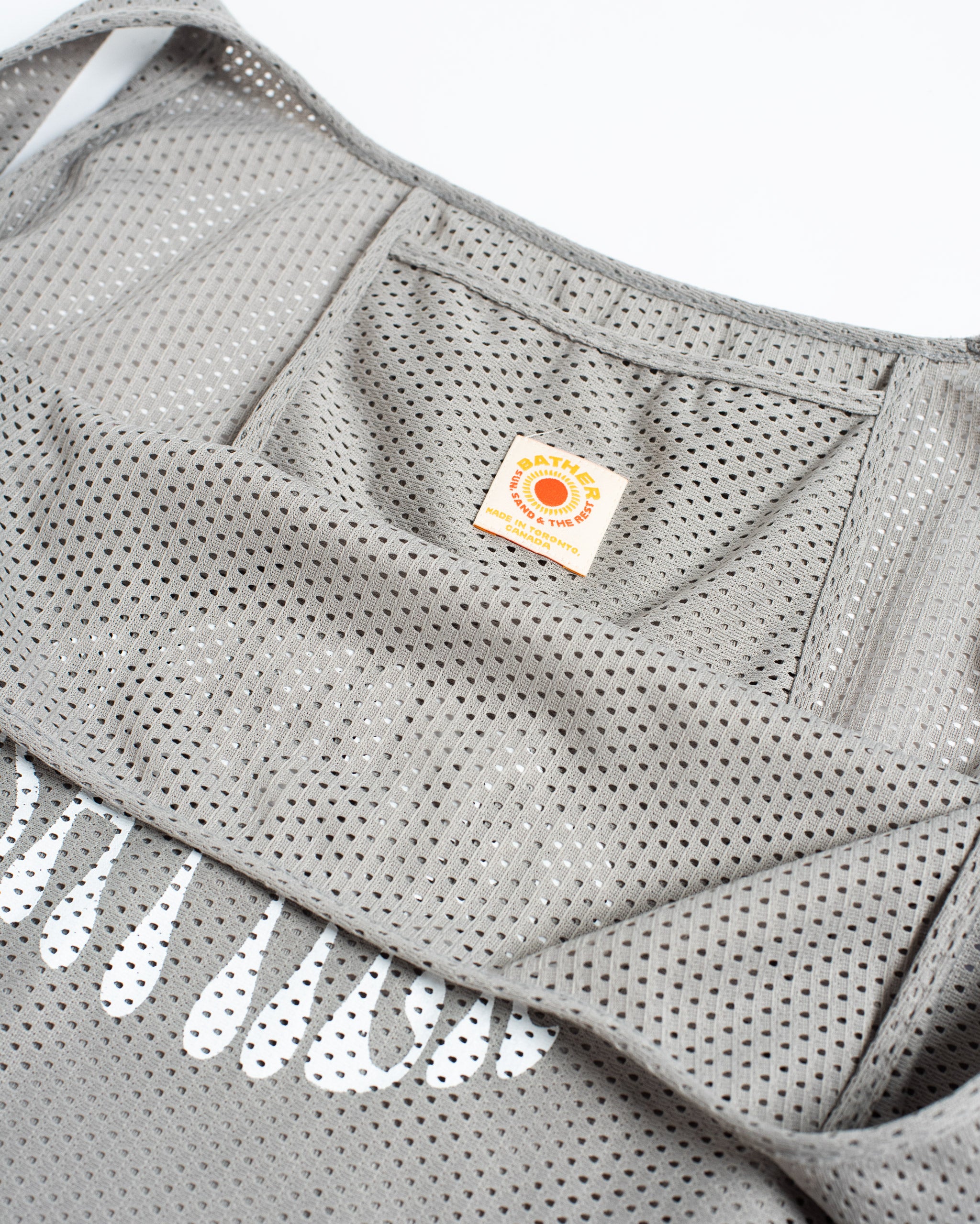Grey mesh bather tote bag with logo
