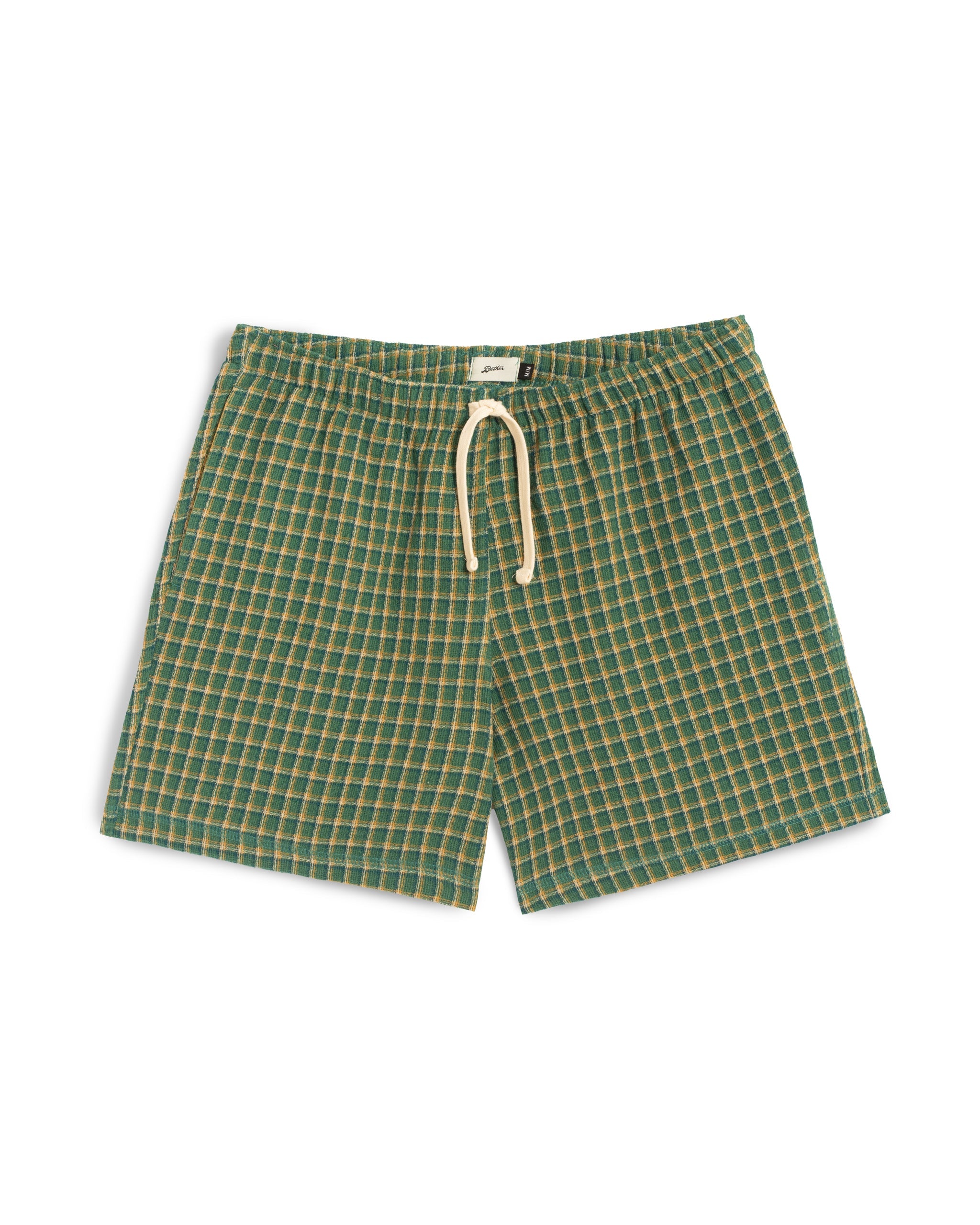 Bather men's green and yellow checkered drawstring shorts