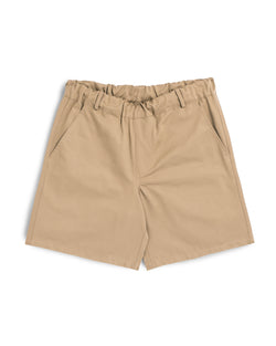 khaki Bather leisure shorts with elastic waistband and belt loops