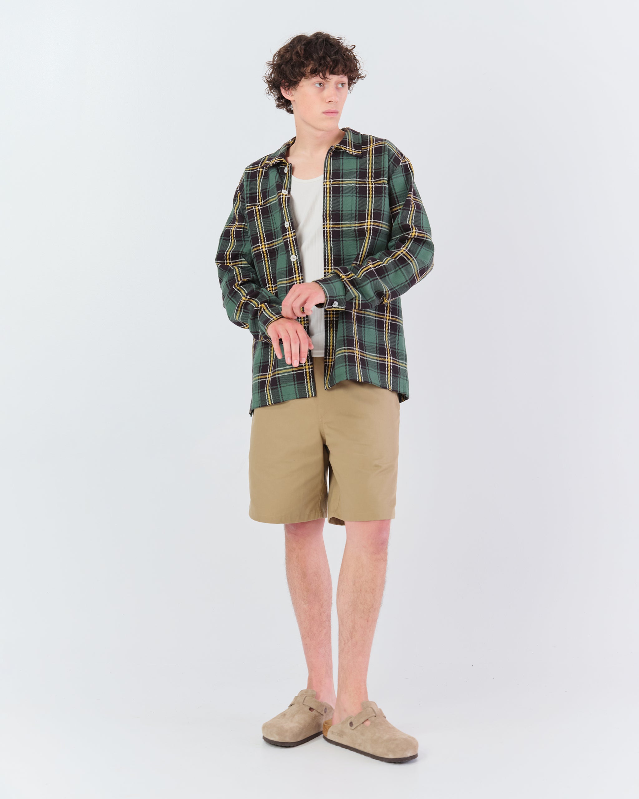 Algae Plaid Flannel Shirt