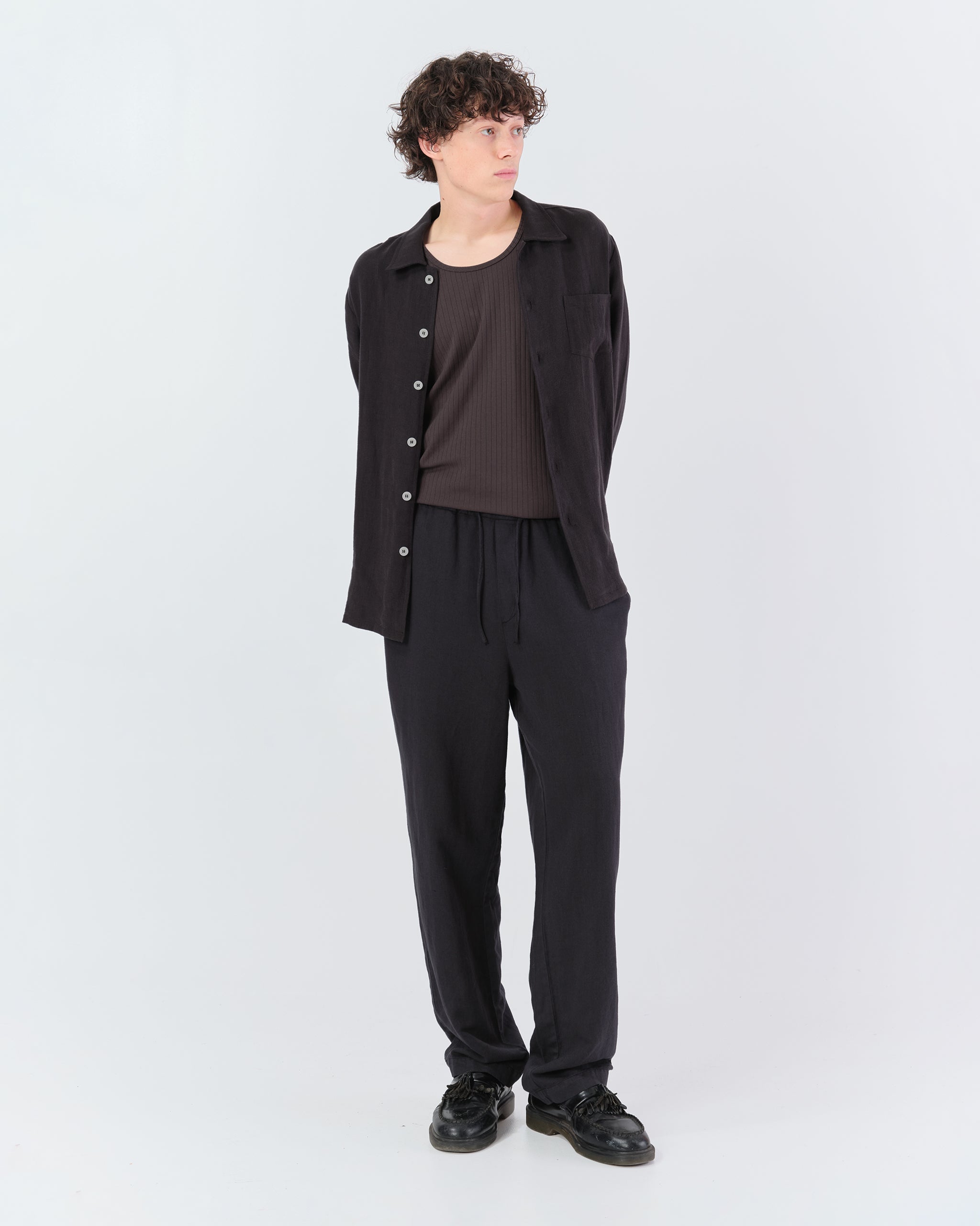 Coal Linen Leisure Pant