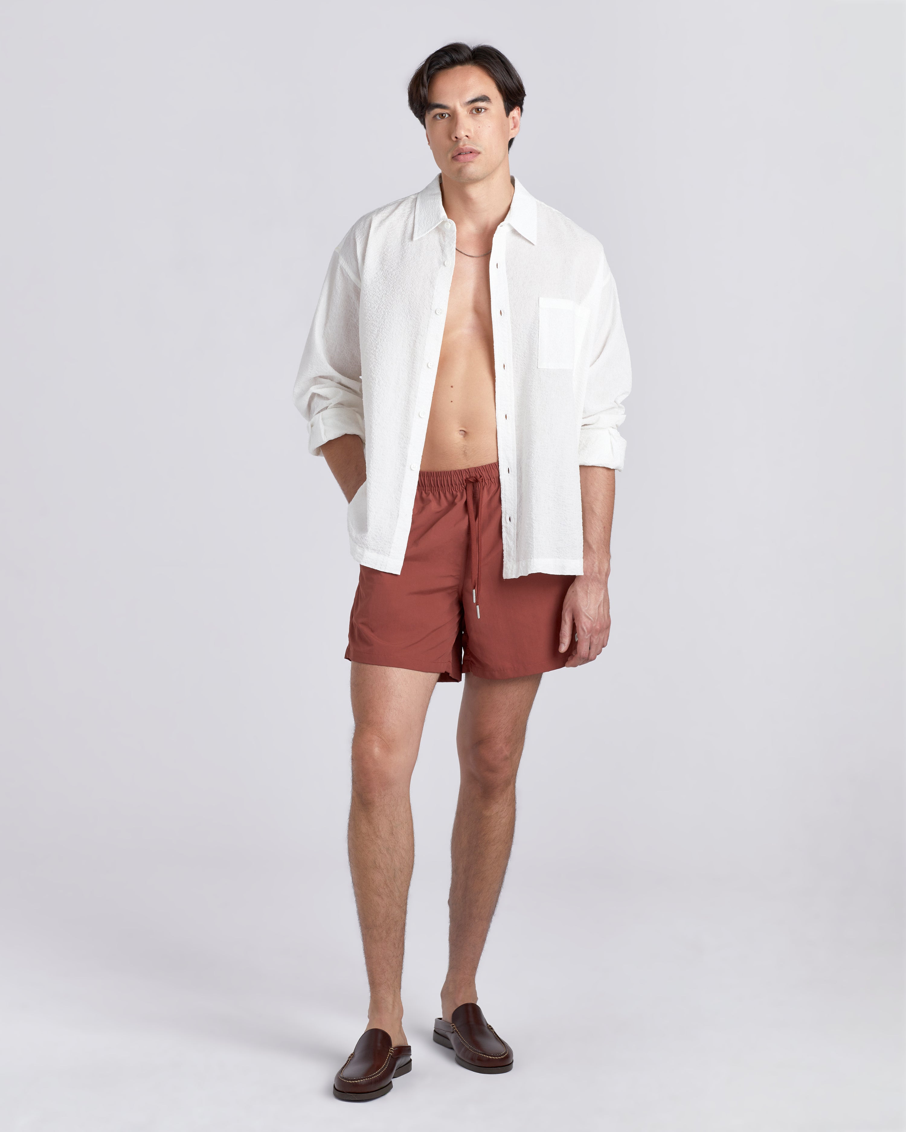 Solid Brick Swim Trunk