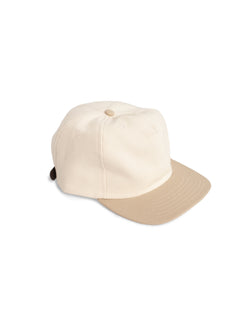 Bather hat with dark beige brim and light beige panels