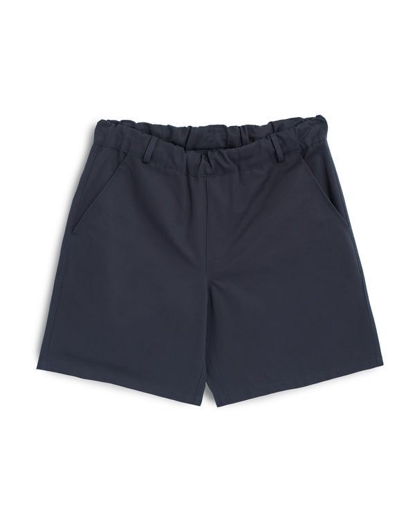 navy Bather leisure short with elastic waistband and belt loops 