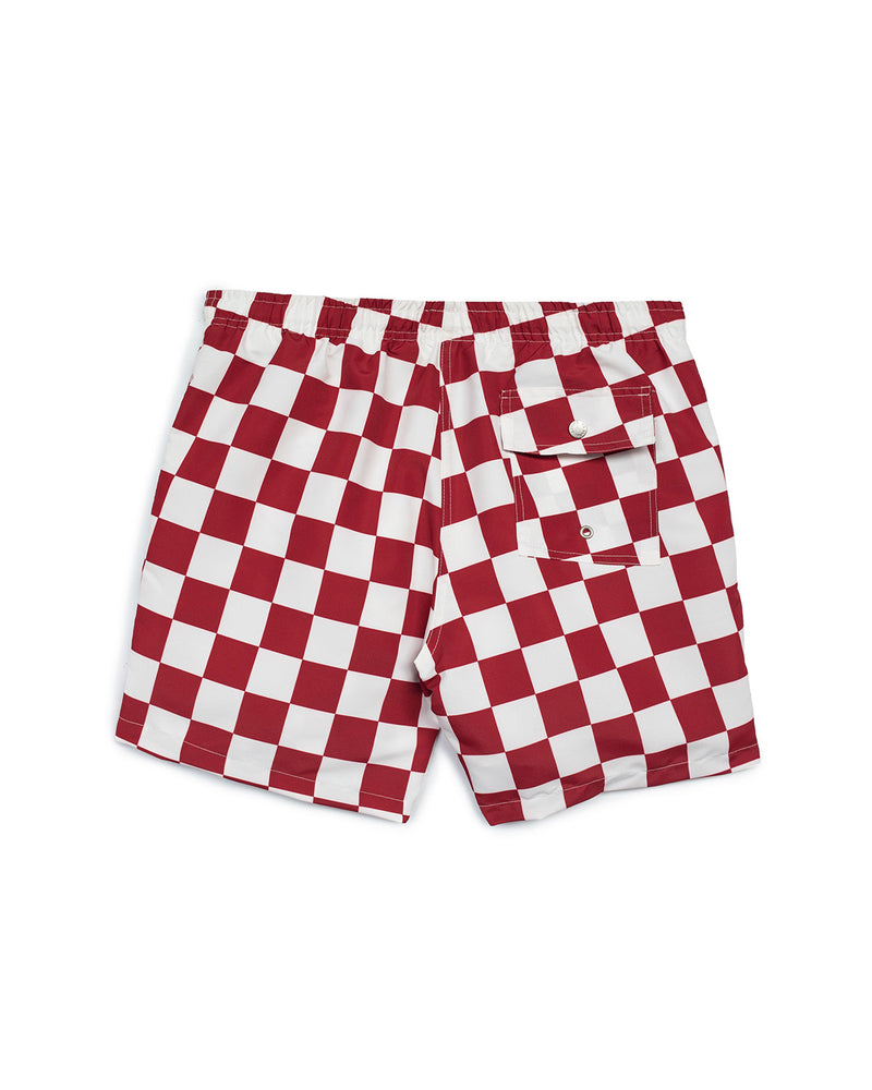 Red Checkerboard Swim Trunk