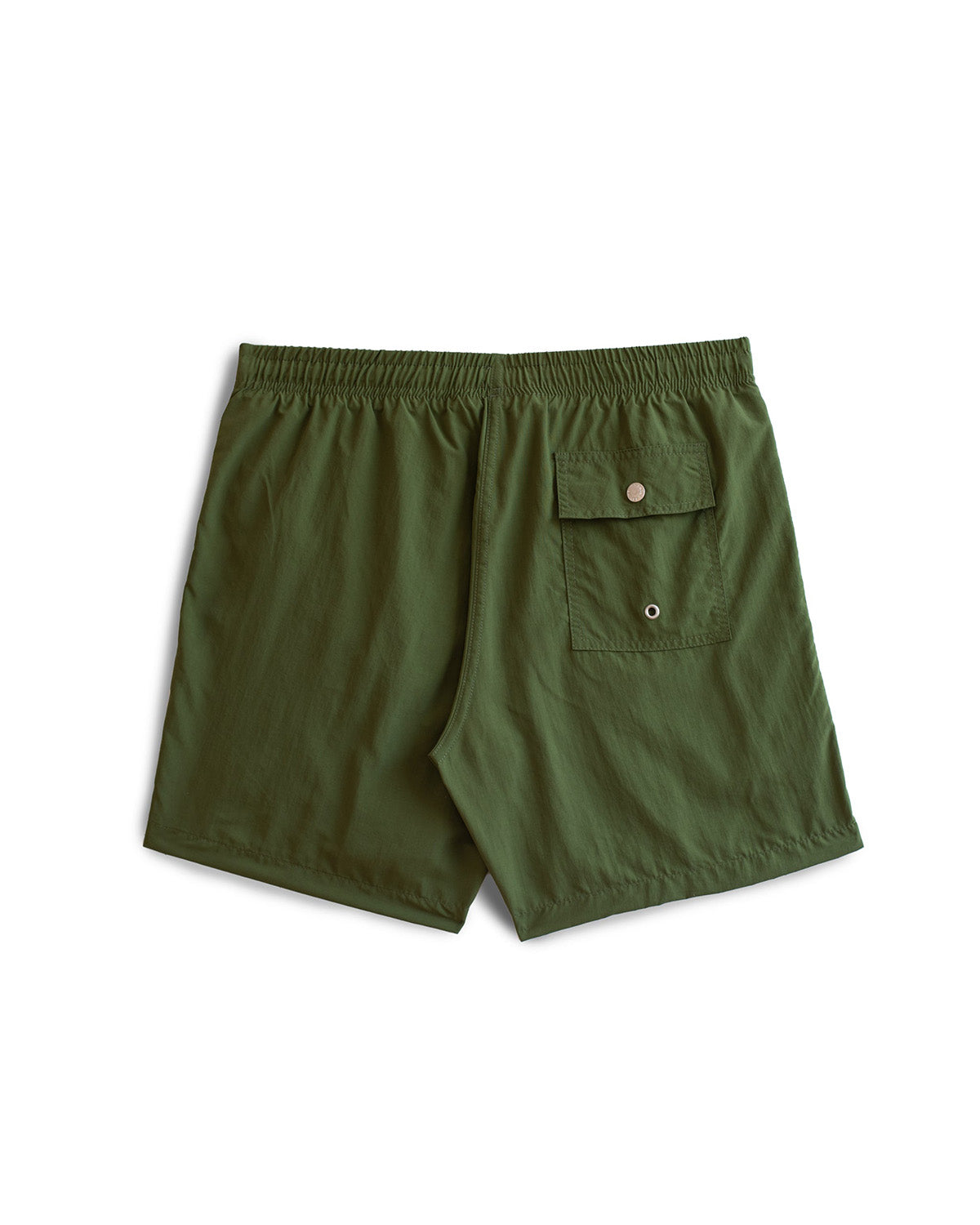 Solid Olive Swim Trunk back view