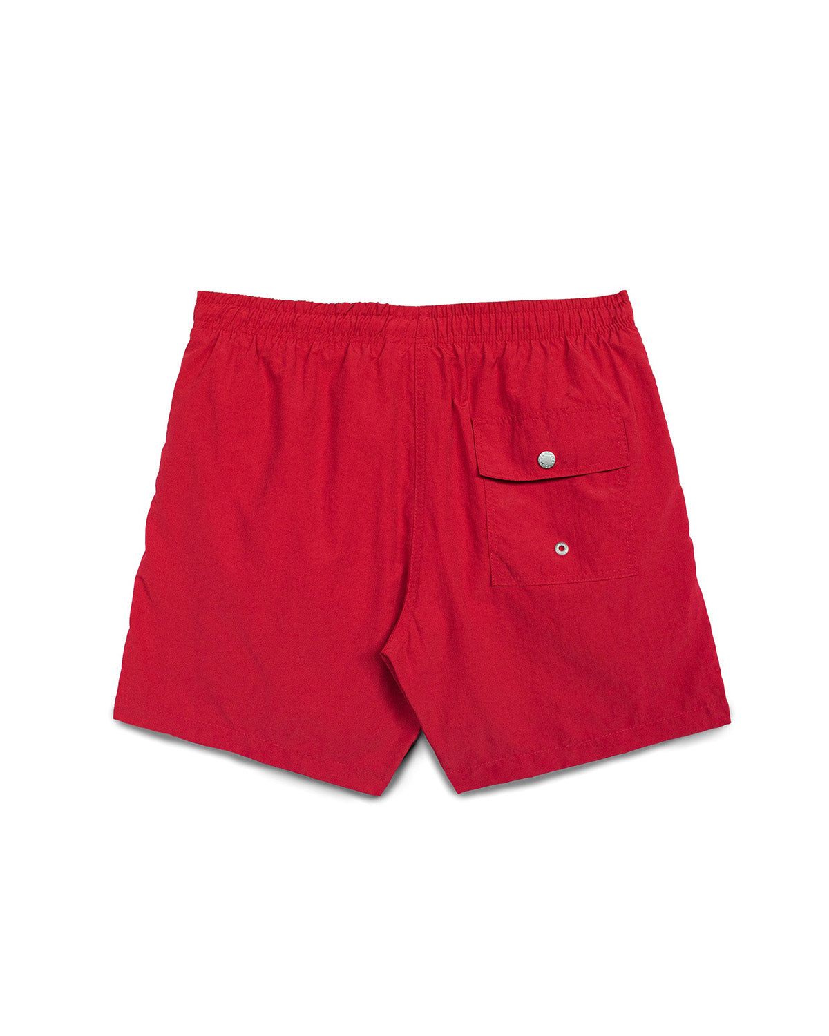 Solid Red Swim Trunk back view