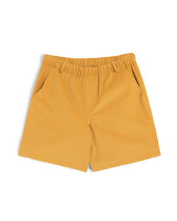 yellow Bather corduroy shorts with elastic waistband and belt loops 