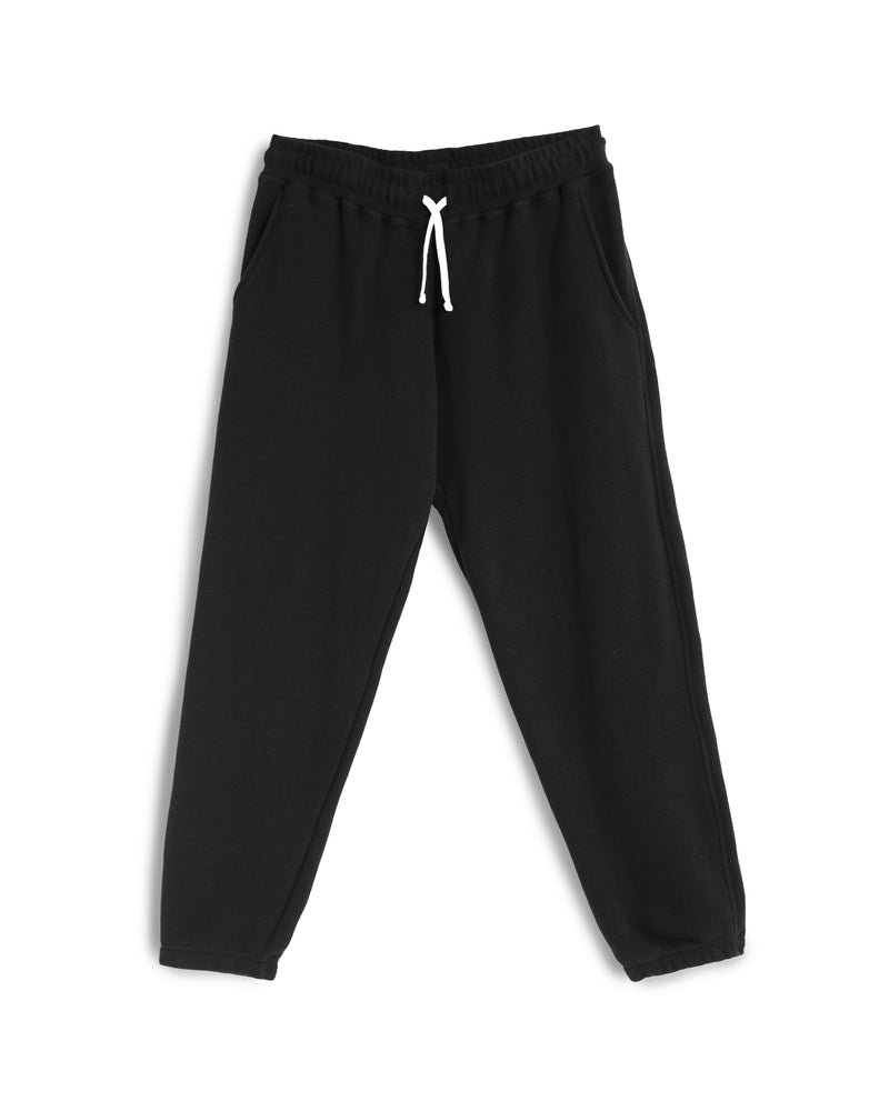 black Bather sweatpants with white drawstring and elastic bottom