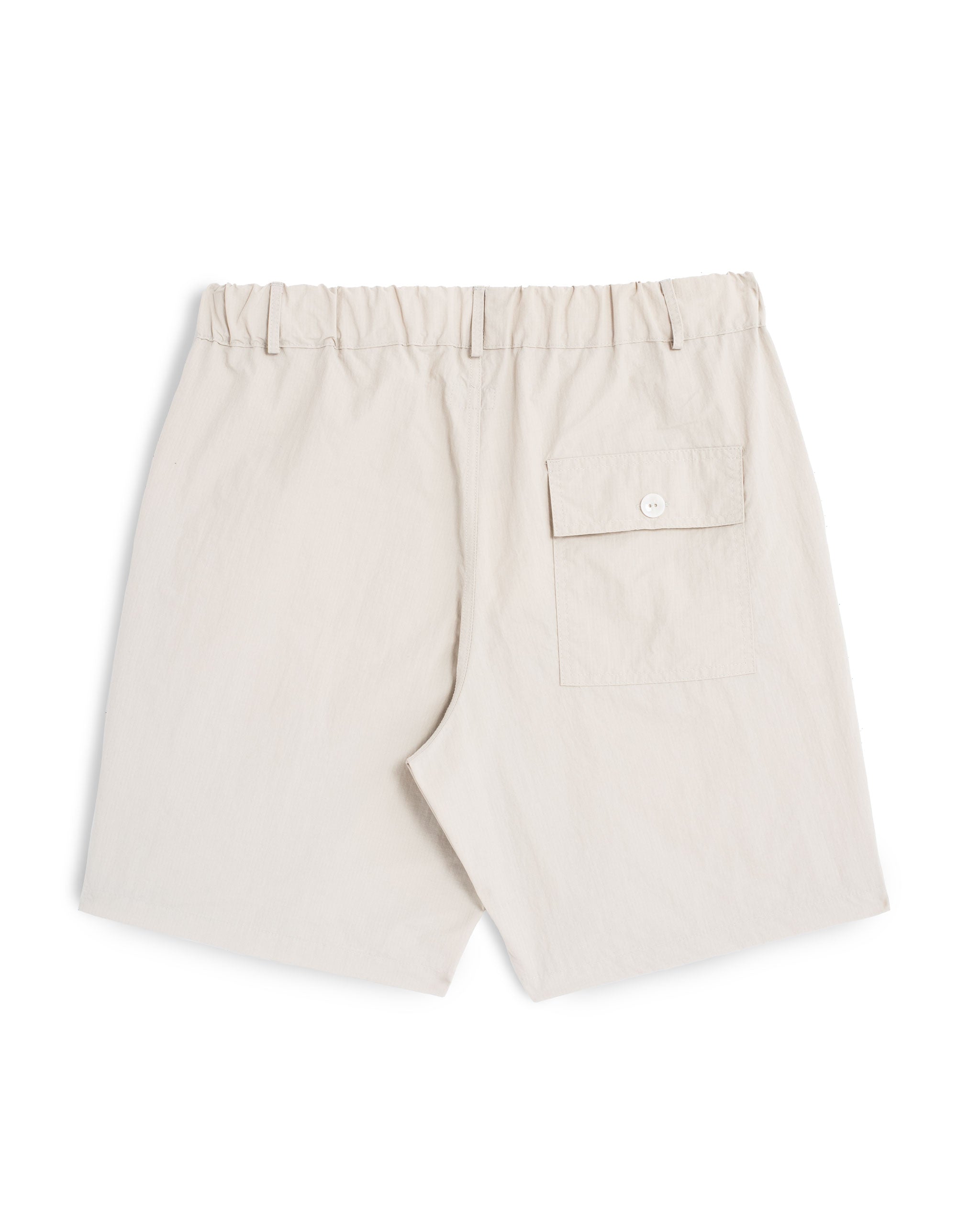back shot of Cream utility shorts in Ripstop nylon fabric
