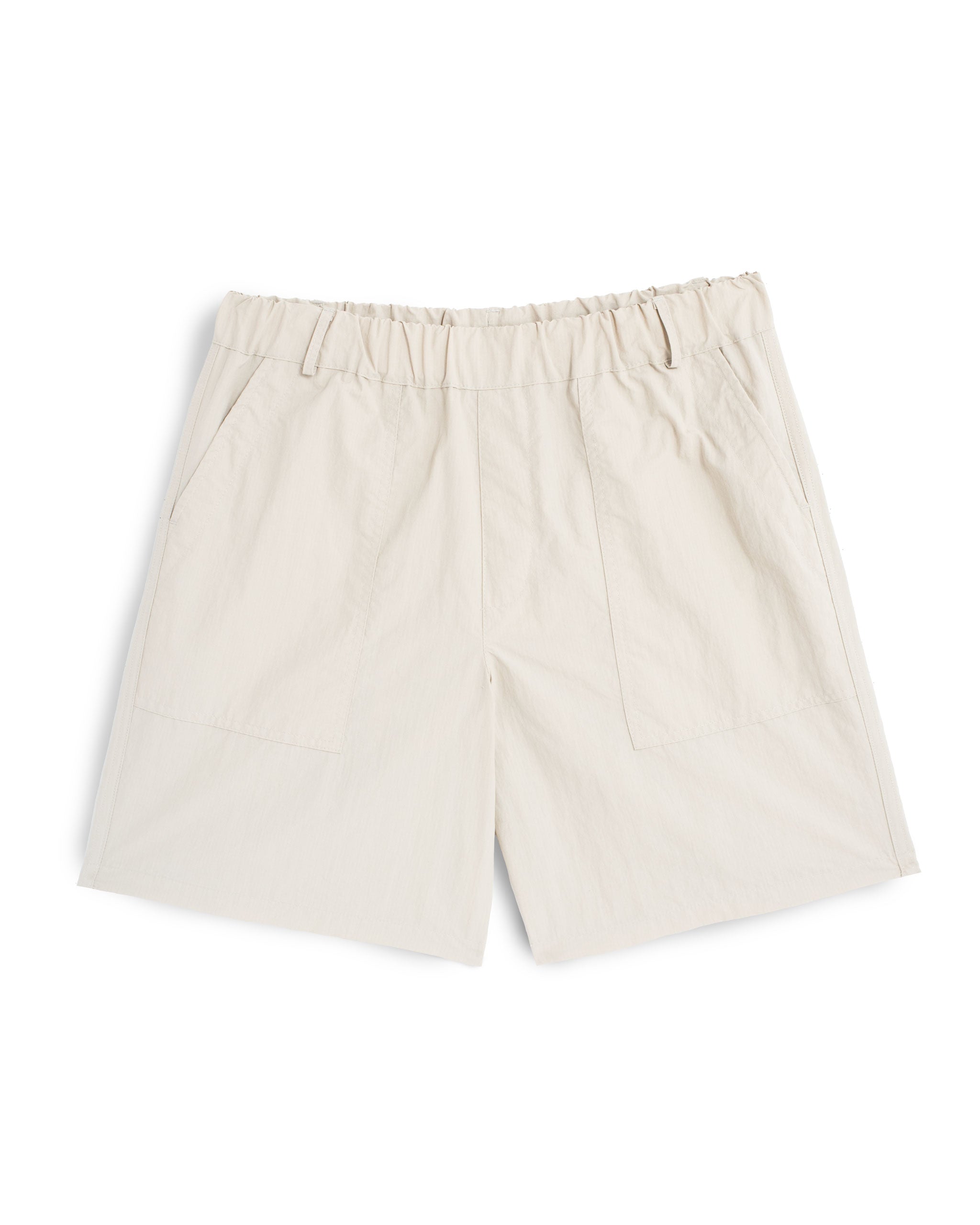 Cream utility shorts in Ripstop nylon fabric