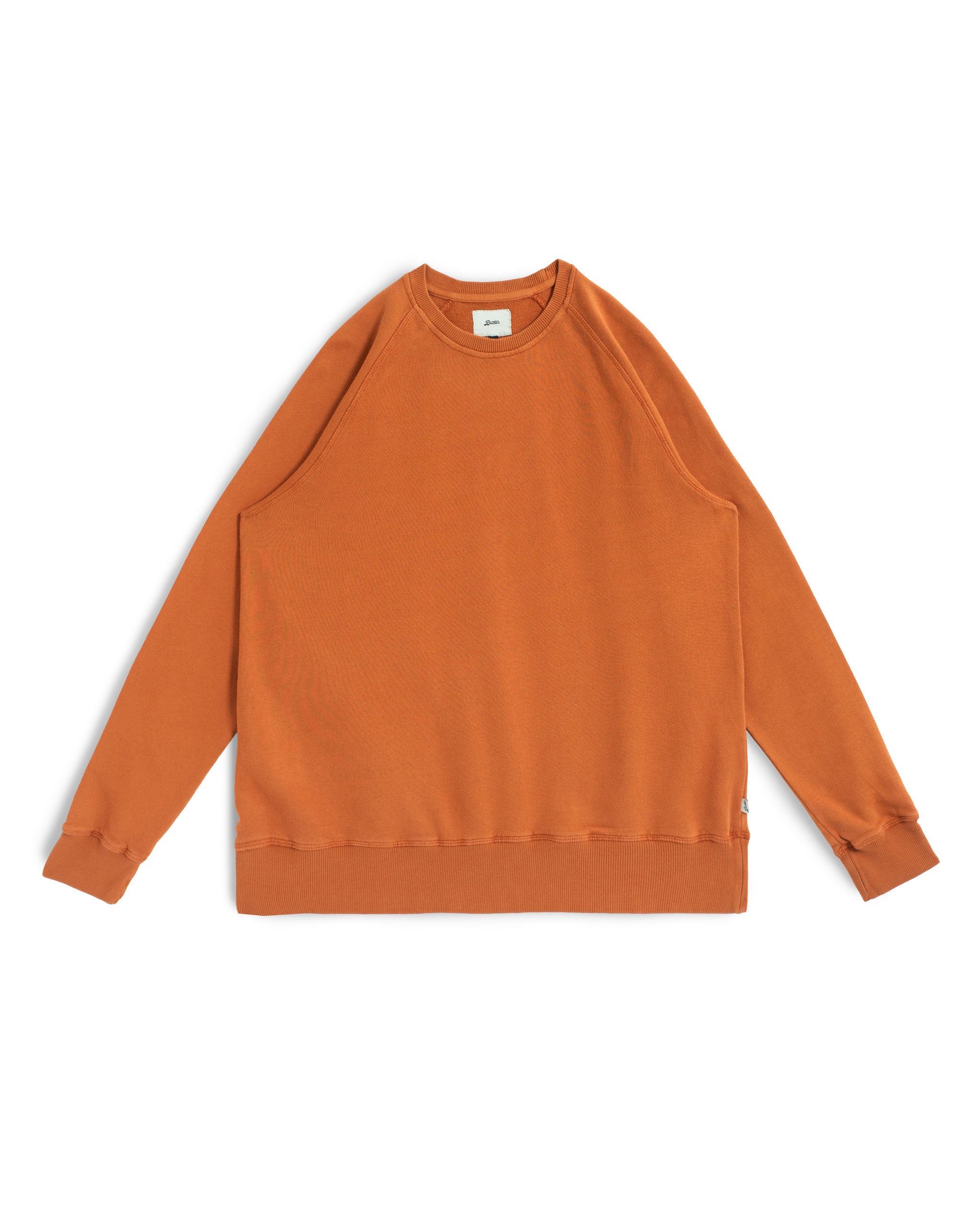 Orange french terry raglan sleeve crewneck sweatshirt