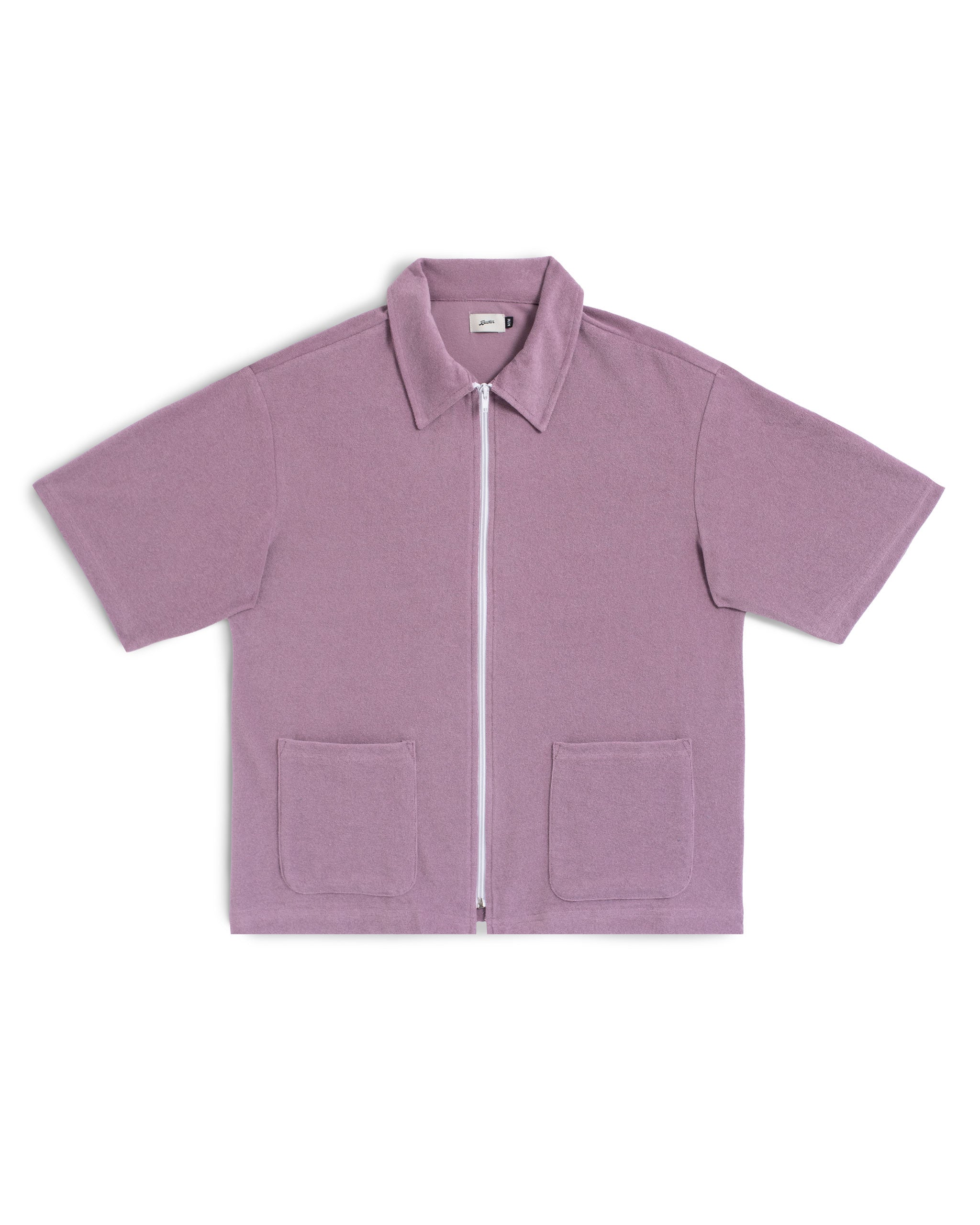 Purple Heather Terry Cotton Full-Zip Polo Shirt