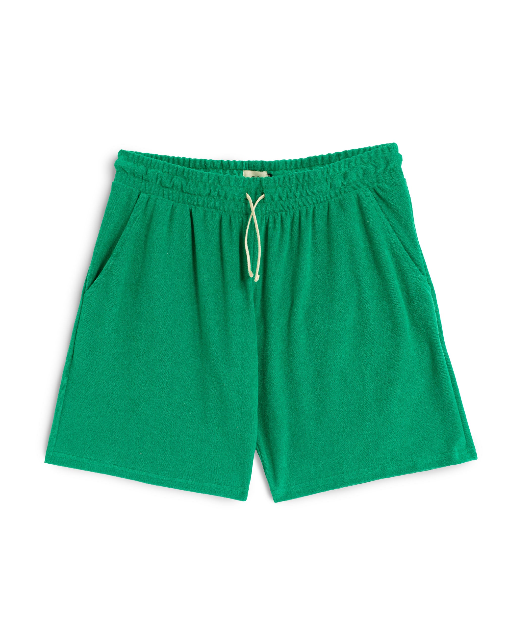 Solid Green Towel Terry Cotton Sweat Shorts