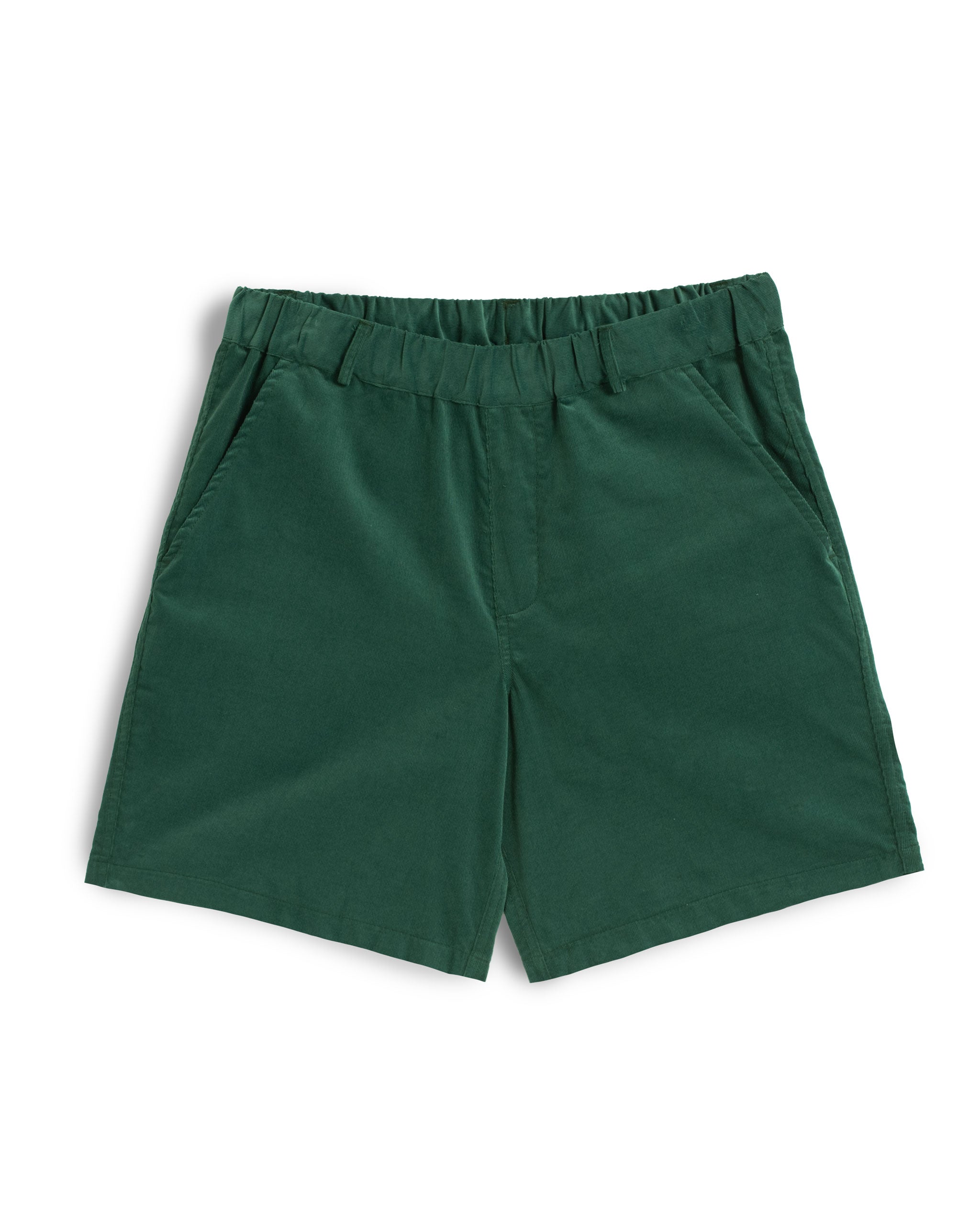 Forest Green Solid Corduroy Leisure Shorts