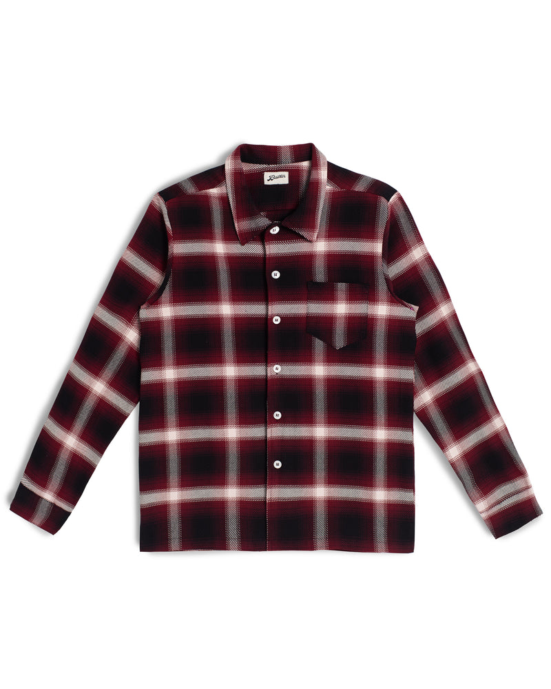 red Bather long sleeve button up shirt with white checkered pattern