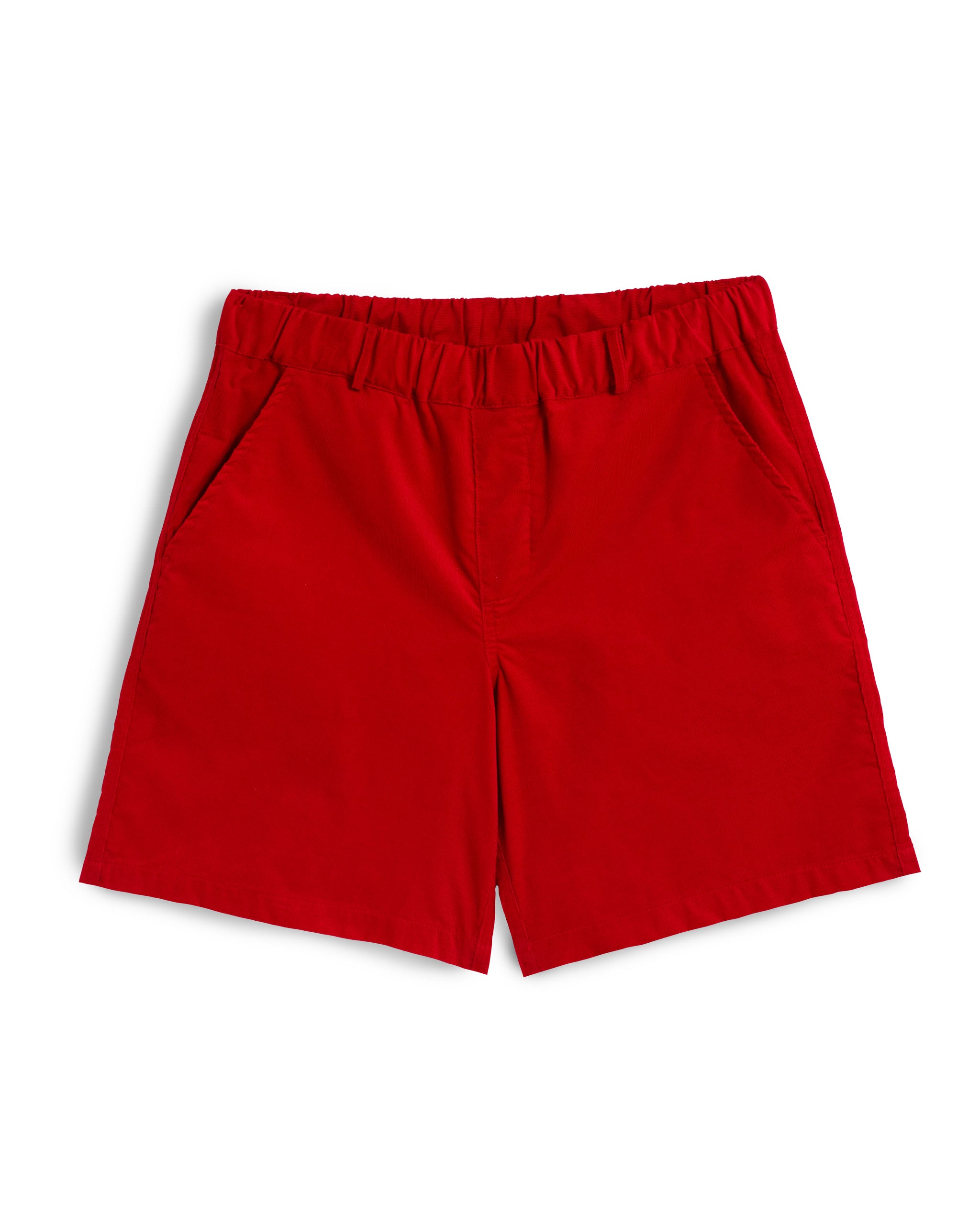 Solid Red Corduroy Leisure Shorts