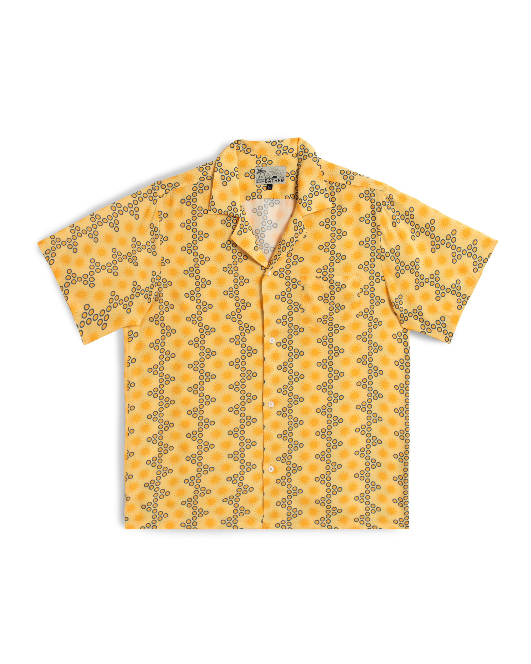 Yellow Disco Sun Graphic Rayon Camp Shirt