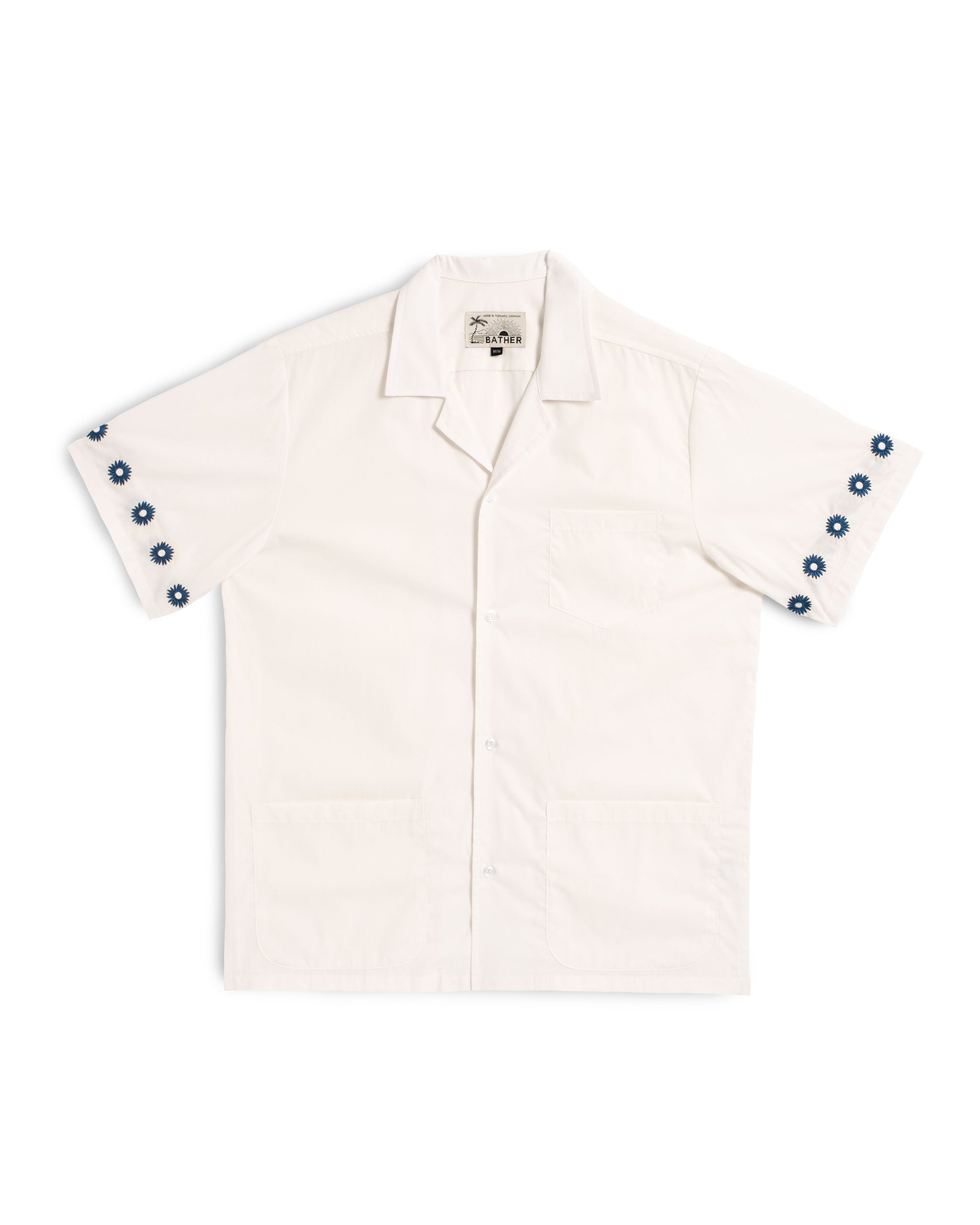 White Embroidered Daisy Camp Shirt – Bather.com