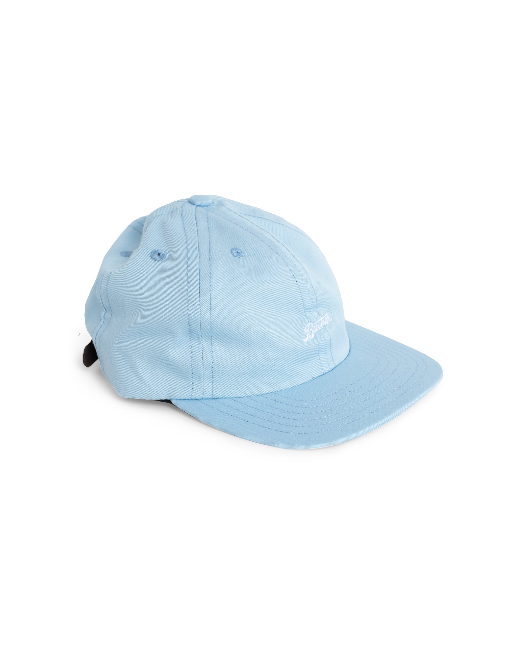 Light blue Bather 6 panel hat with embroidered logo