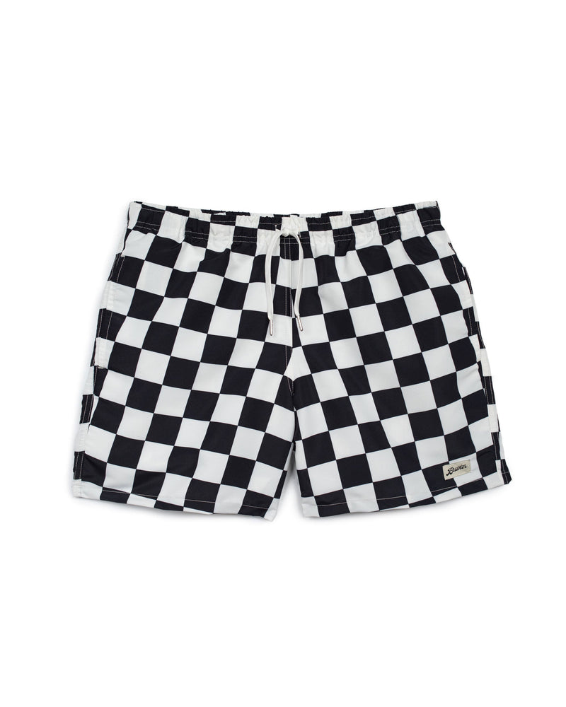 Black Checkerboard Swim Trunk