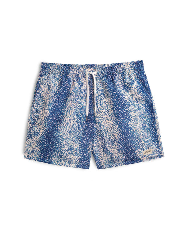 blue Bather swim trunk with blue and white moss pattern 