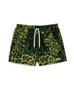 green Bather swim trunk with black leopard pattern